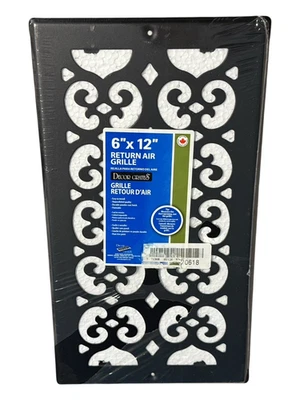 Rejillas decorativas rejilla de aire de retorno de 6" x 12" - negro texturizado, acero - ST612W Foto 1 de 4