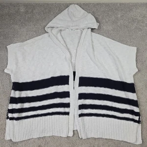 GAP Strickjacke mit Kapuze blau weiß gestreift Oversize M Beachy Boho maritim Coastal - Bild 1 von 7
