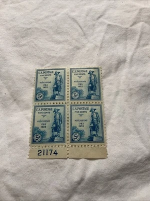 U.S.-(-1933-)-Sc.#734-GENERAL KOSCIUSZKO PLATE BLOCK #21174-OF 4 Stamps -MH#11 - Image 1 of 2