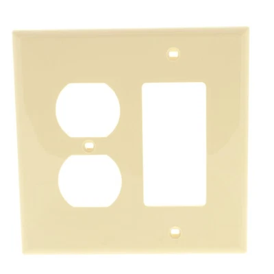 Cubierta de placa de pared irrompible Leviton PJ826-I marfil 2 velocidades dúplex decoración intermedia Foto 1 de 4