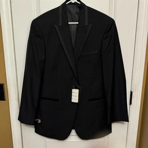 Blazer Esmoquin de Lana Negro Calvin Klein Para Hombre Talla 40R Mantón Formal Solapa Nuevo con Etiquetas - Imagen 1 de 7