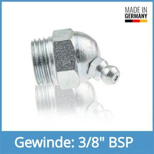 DIN 71412 B (H2) 3/8" BSP Stahl verzinkt Kegelschmiernippel Schmiernippel - Picture 1 of 1