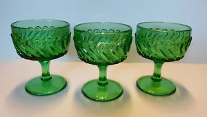 3 LG Wright Verde Esmeralda Vidrio Prensado Sherbet/Champagnes, Repetición S - Imagen 1 de 5