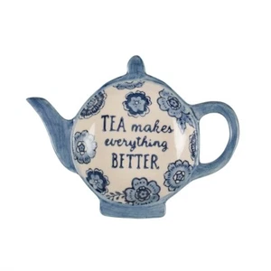 Sass and Belle Blue Floral Tea Lovers Tea Bag Dish - Picture 1 of 2