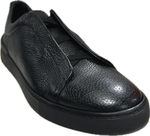 Sigotto Uomo Mens Black Leather Slip On Sneakers 6808 - Picture 1 of 5