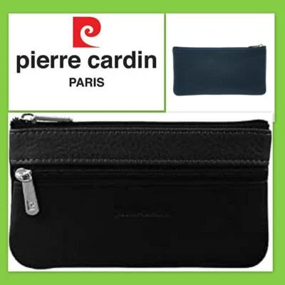 Pierre Cardin Leather Coin Wallet Pouch Mini Purse Zip Up Small Change Bag Black - Image 1 of 3