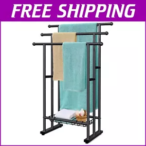 Rust-Resistant 3-Tier Towel Rack – Elegant Black Design for Organized Bathrooms - Picture 1 of 9