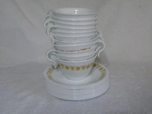 Vtg Corelle Gold Butterfly Cups & Saucers Excellent Used Condition Lot of 11 - Picture 1 of 17