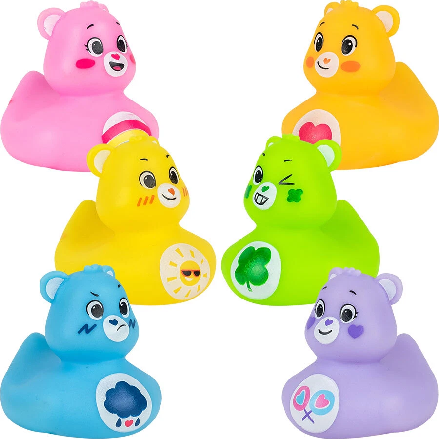 2" Inch CARE BEAR Vinyl Rubber Ducks: COMPLETE SIX DUCK SET!