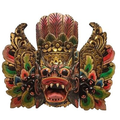 Ritual Balinese Black Singa Lion Wood Mask Ba...