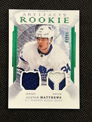 2016-17 Auston Matthews Artifacts Rookie Relics Redemptions Emerald #I 87/99 - Image 1 of 3
