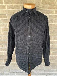 VTG 90s Metropolitan Lord & Taylor Corduroy Button Shirt Classics Mens M Black - Picture 1 of 7