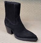 PER UNA Real SUEDE Western Cowboy style ANKLE BOOTS ~ Size 4 ~ BLACK (rrp £79)