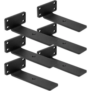 6Pcs Heavy Duty Floating Shelf Brackets ,Black Metal Wall Shelf Support L-Shape - Picture 1 of 18