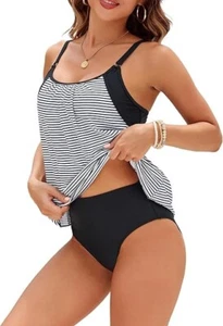 NWT Two Piece Tankini Swimsuit for Women High Waisted Tummy Control SZ S - Picture 1 of 8