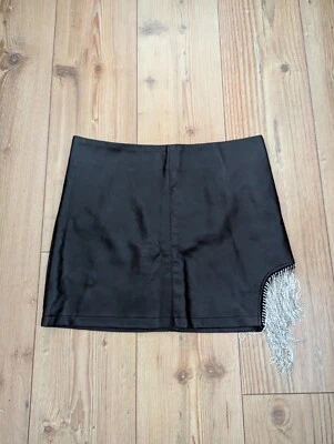 Minifalda negra Miss Selfridge para damas - borlas de estrás talla 12 nueva con etiqueta Foto 1 de 4