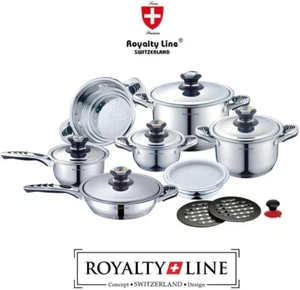 Batteria di Pentole Set Cucina 16Pz Professionale Royalty Line Swiss Inox 18/10 - Foto 1 di 4
