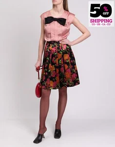 Falda plisada de seda GUCCI IT38 US2 UK6 XS estampado de flores hecha en Italia PVP €1800 - Imagen 1 de 8