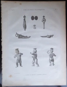 1820's Description de l'Egypte Volume V Plate 77 - Roman Figure, Lamps - Picture 1 of 2