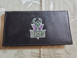 Checkbook MILWAUKEE BUCKS Black Leather embroidered  - Picture 1 of 2