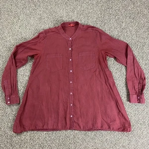 Eileen Fisher Tunic Top XS Rust Orange Long Sleeve Button Up Organic Irish Linen - Picture 1 of 13