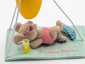 Vintage Enesco Warmest Wishes Tanning Mouse Christmas Ornament 1990 - Picture 1 of 9