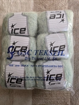 Ice Yarns 6 Skeins Light Mint Green Kid Mohair Alpaca Light 50gr - Image 1 of 4