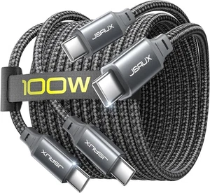 100W USB-C to USB-C Fast Charging Cable 2-Pack 6.6FT - Picture 1 of 5