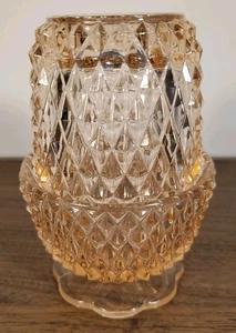 Vintage Indiana Glass Pink Fairy Lamp | Diamond Point Pattern, Mid-Century - Picture 1 of 10