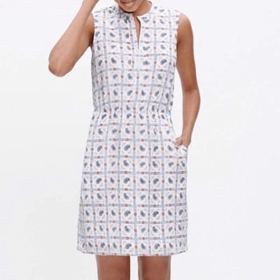 Vestido MADEWELL Seda Nora Picnic Cachemira Sin Mangas Blanco Bolsillos Mujeres 4 Cuello en V Foto 1 de 4