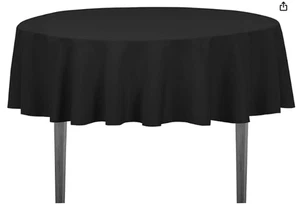 (Set of 9) 70" Round Linen Tablecloths, Round, 70", Black, 100% Polyester - Picture 1 of 1
