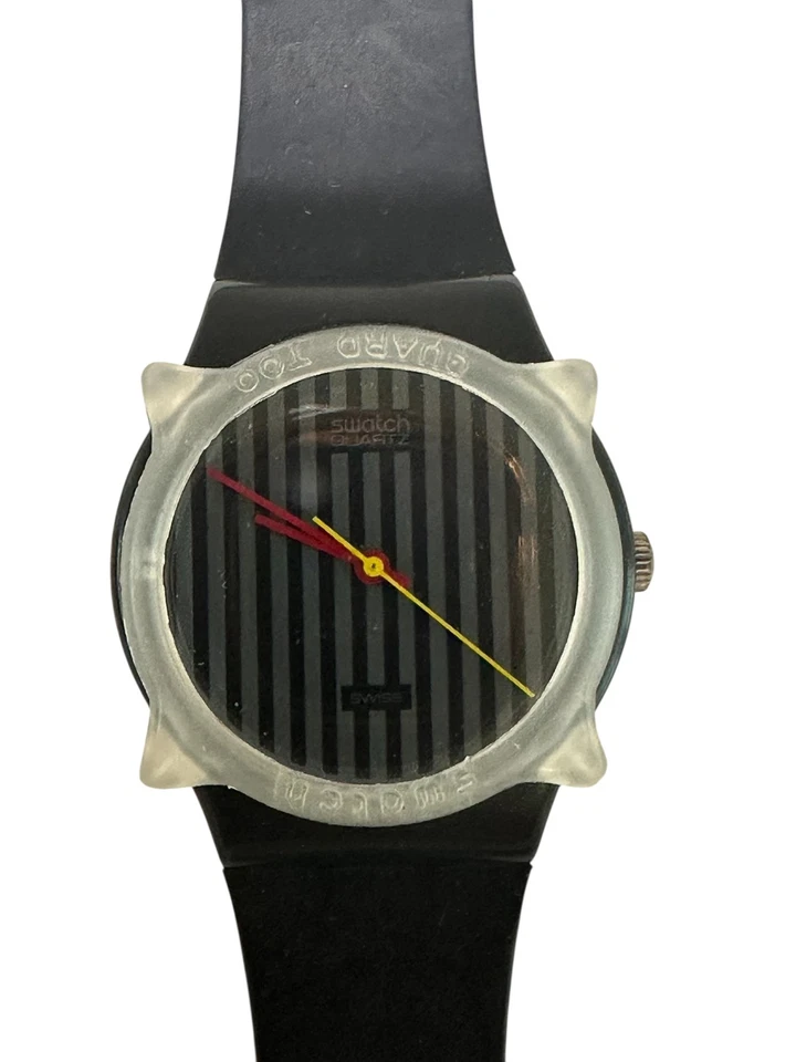 Reloj Swatch Guard Too Vintage - Esfera Rayas Negro Blanco Cuarzo Suizo Foto 1 de 1