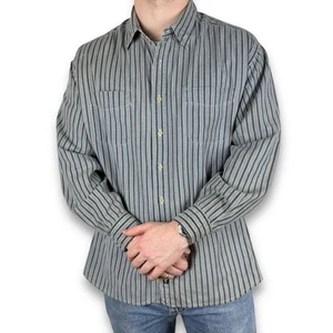 Vintage Dockers Flannel Striped Shirt, Blue White & Grey, XL (S1458) - Picture 1 of 8