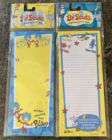 Dr Seuss One Fish Thing 1 Magnetic List Pads Note Grocery Paper Two NEW Cover