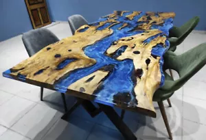Live Edge Ocean Epoxy Resin River Table - Epoxy Resin Table - Dining Table Decor - Picture 1 of 11