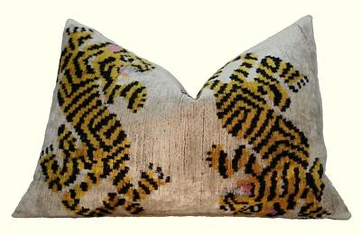 Canvello Handmade Designer Tiger Throw Pillow Down Filled - 16"X24" - Image 1 of 4