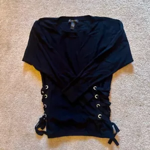 INC International Concepts Women's Black Lace-Up Studded-Side Top Size M Medium - Picture 1 of 3