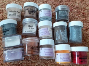 C39 BUNDLE OF ASSORTED EMBOSSING POWDERS New & Part Used Various Makes & Colours - Picture 1 of 3