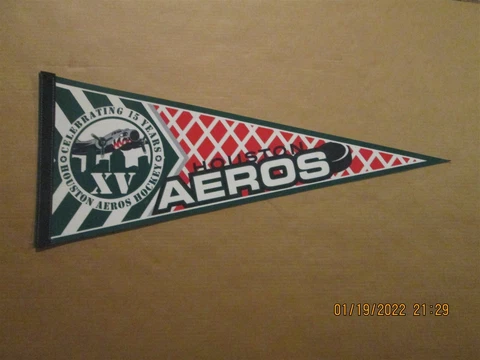 IHL Houston Aeros Vintage Defunct Celebrating 15 Years Of Hockey Logo Pennant Cover