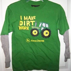 John Deere Tractor I Make Dirt Work Green Long Sleeve Shirt Boys Size 7 NWT - Picture 1 of 1