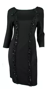 Vestido ajustado jersey BLUMARINE $2,600 NUEVO CON ETIQUETAS negro elástico adornado con cristal 42 - Imagen 1 de 8