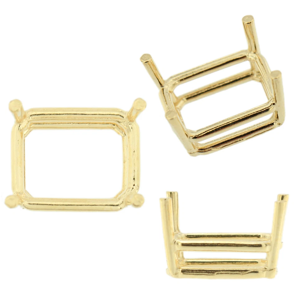 14K Yellow Gold Emerald Wire Basket Setting Mounting 4 Prong 0.20ct - 55.00ct - Image 1 of 4