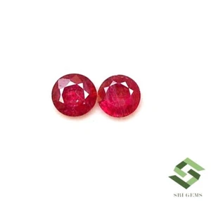 4.50 mm Certified Natural Ruby Round Cut Pair 0.65 CTS Calibrated Loose Gemstone - Picture 1 of 6