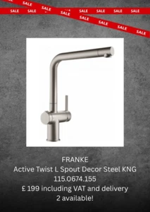 FRANKE Active Twist L Spout Decor Steel KNG 115.0674.155 - Picture 1 of 2