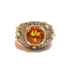 "Le Vian" 14KY Citrine & Chocolate Diamonds Dome Ring - Picture 1 of 11