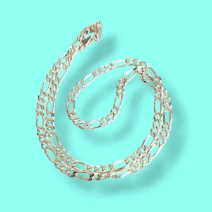 Collar de cadena Figaro de plata de ley GM Italia 20 pulgadas 2 mm 925 - Imagen 1 de 8
