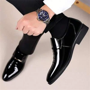 Mens Dress Shoes Formal Business Oxford High Gloss Patent-Huge discounts - Picture 1 of 6