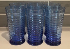SIRRUS Cobalt Blue Coolers/Tumbler (Mediterranean) LIBBEY GLASS CO~Set of 6~16oz - Picture 1 of 11