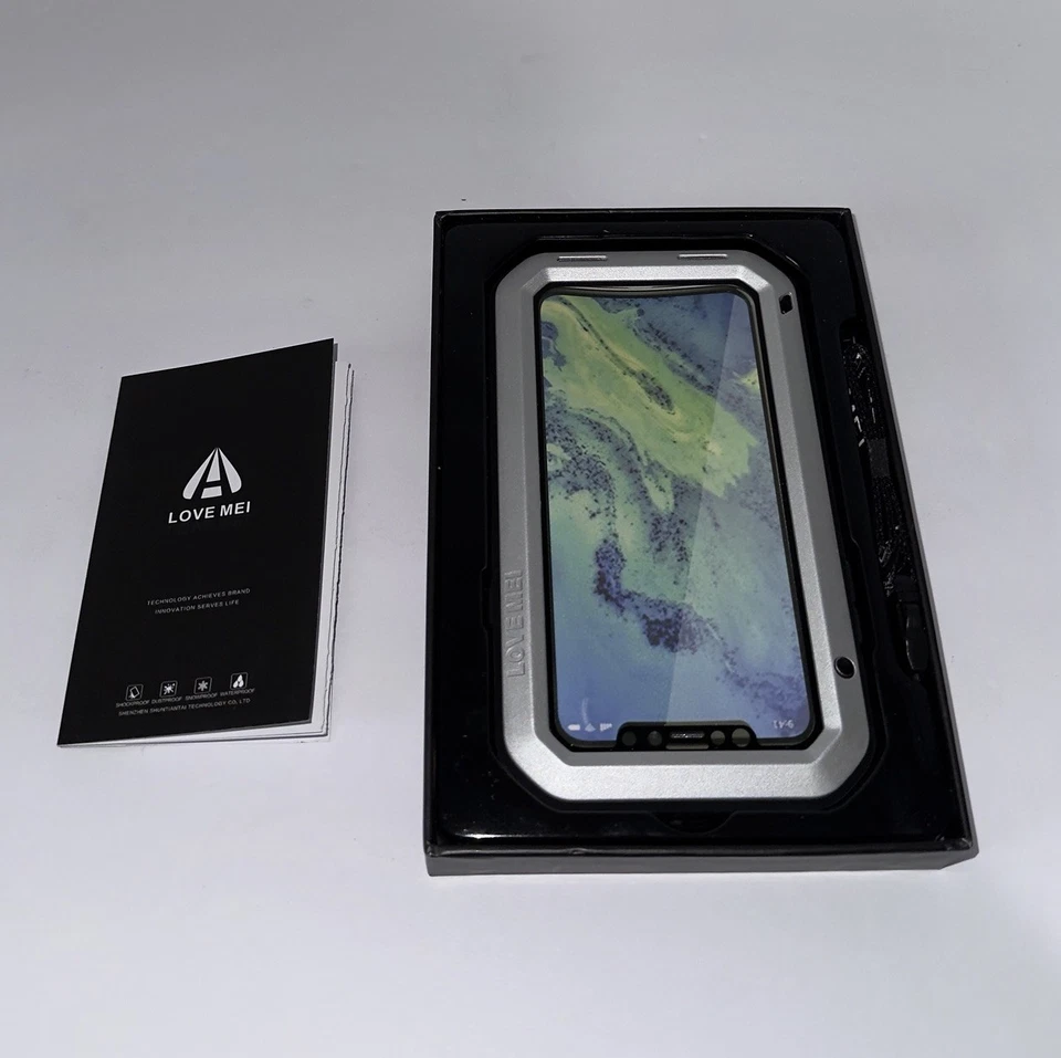 Love Mei iPhone XS 混合铝硅胶大猩猩盔甲重型保护套 — 第 1/4 张图片