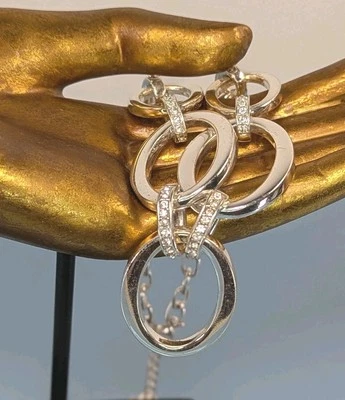 Collar llamativo vintage Y2K Alfani tono plata eslabones pavé diamantes de imitación transparentes Foto 1 de 4